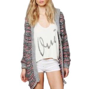 🆕 Free People Multicoloured Hooded Knit Sweater - Women’s Size Small